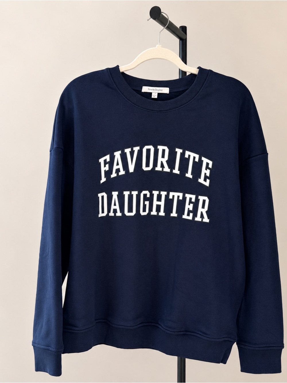 Anthropologie Favorite Daughter Oversized Navy Varsity Graphic Sweatshirt Medium